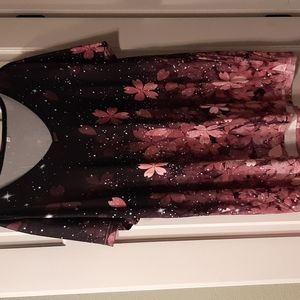 Womens Modlily top 3xl black with pink flowers